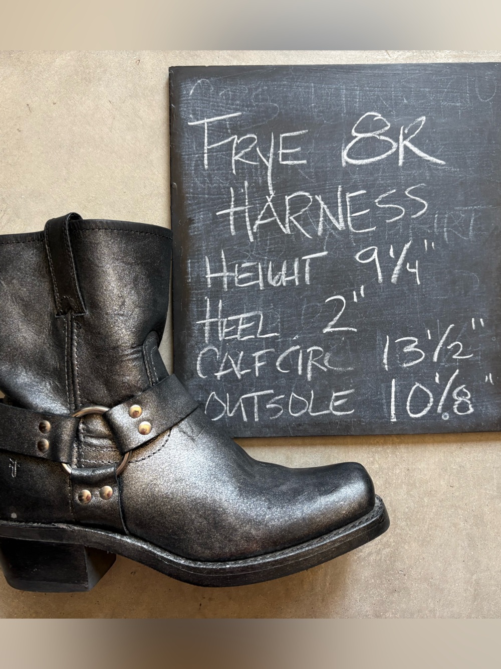 FRYE πΊπΈ Metallic Black 8R Harness Boots - Picture 15 of 16